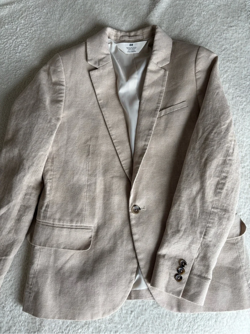 H&M Light Beige Men's Linen-Blend Blazer